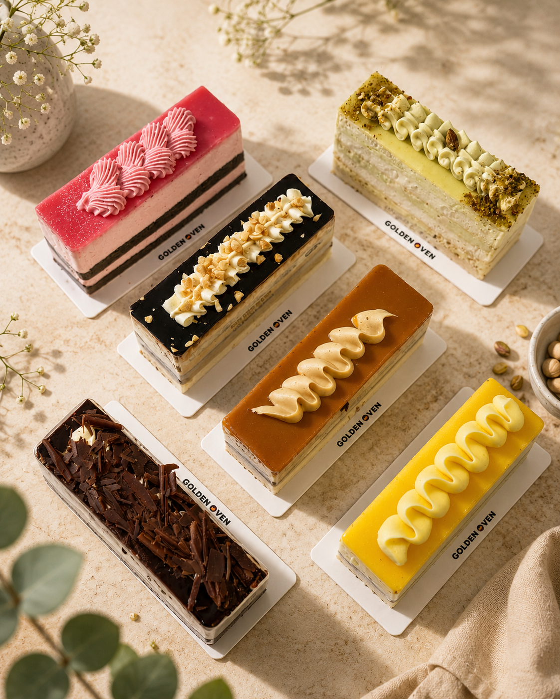 Assorted Golden Oven cake slices