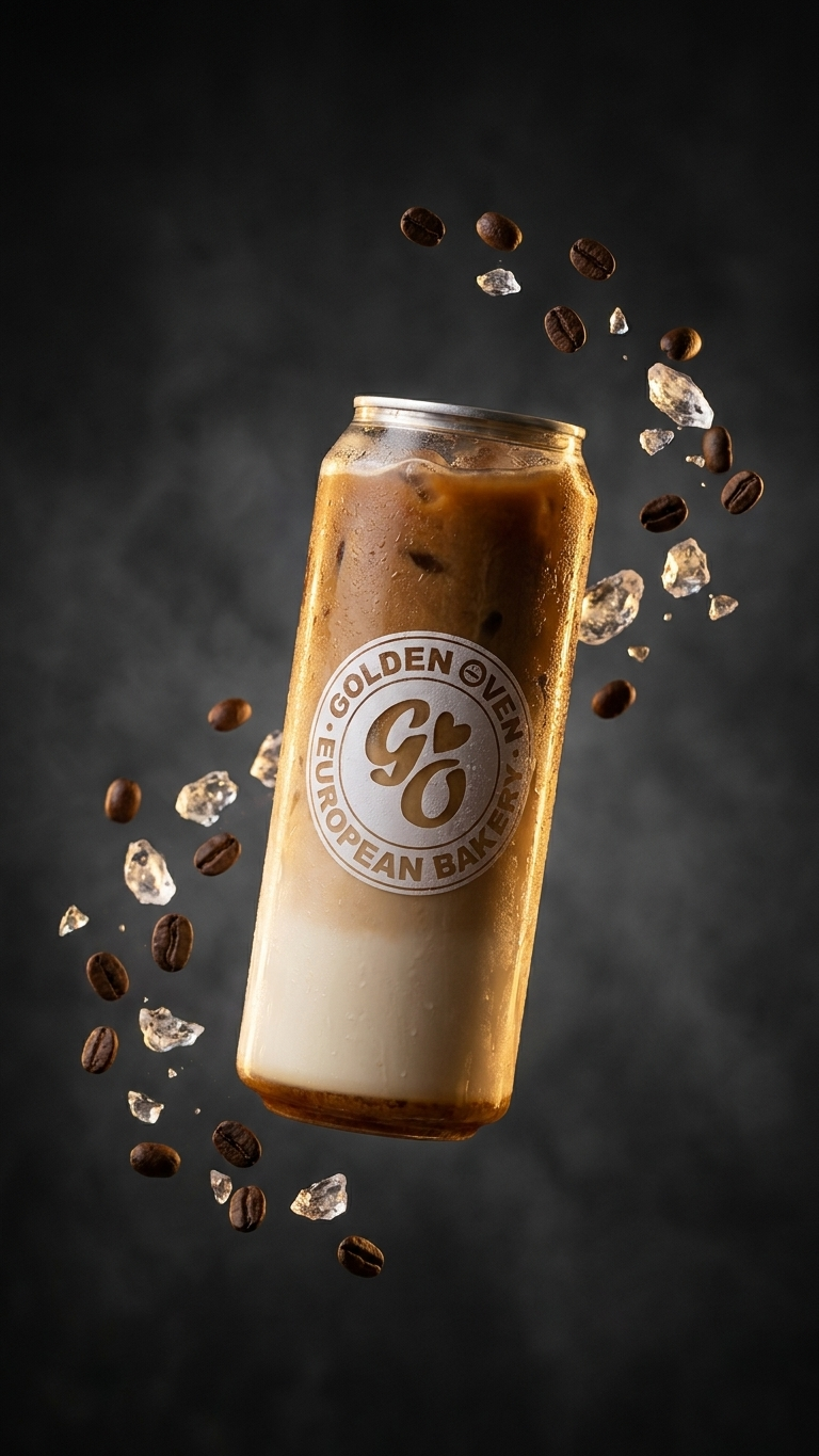 GO Café signature iced coffee with coffee beans and ice